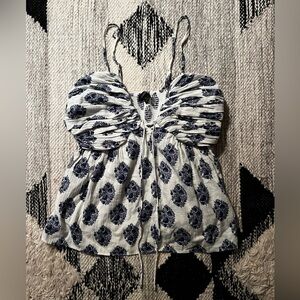 J. Crew White & Blue Top